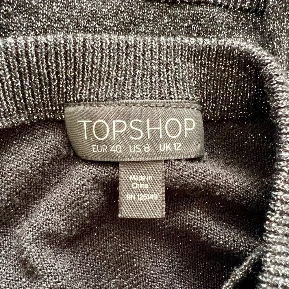 EUC Topshop Cross Back Longline Metallic Sweater Size 8